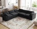 Cloud Modular Sectional Sofa for Livingroom,Large Down Filled Comfort Corner Sectional Sofa Couch Wide Deep Seat Convertible Couches for Office Apartment,V Shaped,Black