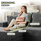 79" Boneless Cloud Loveseat Sofa Couch, Modular Foldable Floor Sofa with Ottoman, Chenille Lounge Convertible Sofa Bed for Living Room, No Assembly, Dark Grey