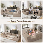 108" L Shaped Couch, Modular Sectional Sofa with Chaise, Cloud Boneless Couch with Deep Seat & Removable Pillow for Living Room, Bedroom,No Assembly Required（Camel）