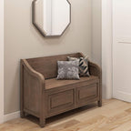 SIMPLIHOME Connaught Entryway Storage Bench - 42 inch Wide Solid Wood Storage Seat in Rustic Natural Aged Brown, Traditional Bench for Entryway or Mudroom with Lift-Up Lid and Elegant Moulding Detail