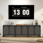 Black Sideboard Buffet Cabinet with Storage, Wood Arched Storage Cabinet with 2 Doors and Adjustable Shelf, Small Curved Entryway Accent Cabinet for Living Room Hallway Kitchen Dining Room
