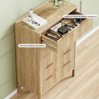 47" Tall Dressers for Bedroom Fluted 5 Drawer Dresser, Wooden Dresser Modern Chest of Drawers Dressers with Organizer Storage for Bedroom, Living Room, Entryway, Oak