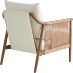 CHITA Braid Accent Chair, Modern Armchair with Solid Wooden Armrest for Living Room and Bedroom, Boho Reading Chair, Cream