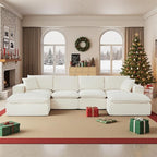 108" Sectional Couches for Living Room Boneless Couch Upholstered Cloud Couch Sectional Modular Sectional Sofa with L Shaped (Chenille-White, 4 Seat+2 Ottoman)
