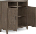 SIMPLIHOME Ela Solid Wood 39 inch Wide Transitional Medium Storage Cabinet in Smoky Brown for The Living Room, Entryway and Family Room