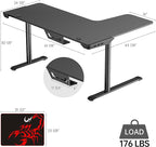 EUREKA ERGONOMIC L Shaped Gaming Desk, 60 Inch L60 Home Office Corner PC Computer Gamer Table Large Writing Workstation Gifts w Mouse Pad Cable Management, Space Saving, Easy to Assemble, Left, Black
