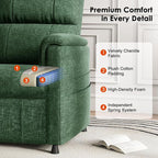 Amada Power Recliner Chair for Adults, Chenille Electric Reclining Chair for Small Spaces with Remote & Side Pockets, Thick Seat Cushion for Home Theater, RV, Living Room & Bedroom(Chenille Green)