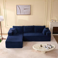 107" Boneless Couch with Deep Seat, Modular Sectional Sofa, Cloud Sectional Couch for Living Room, No Assembly Required, Corduroy, L-Shape Left，Blue