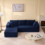 107" Boneless Couch with Deep Seat, Modular Sectional Sofa, Cloud Sectional Couch for Living Room, No Assembly Required, Corduroy, L-Shape Left，Blue