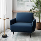 Oversized Accent Chair for Living Room Chairs Reading Arm Chair Comfy Modern Single Sofa Side Chairs with Metal Legs & Soft Cushion for Bedroom, Waiting Room (Velvet Navy Blue, Set of 1)