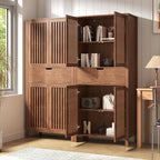 Set of 2 Rustic Brown 69" Tall Farmhouse Storage Cabinet with Drawer & Adjustable Shelves, Grille Door Organizer Unit, Anti-Tip Design for Bathroom,Kitchen,Living Room