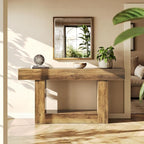 LITTLE TREE 63 Inches Long Console Table, 2-Tier Farmhouse Sofa Table Behind Couch, Large Narrow Entryway Table for Living Room, Wooden Hallway Foyer Table with Heavy Duty Base, Rustic Brown