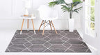 Unique Loom Trellis Frieze Collection Area Rug - Geometric (6' Square, Dark Gray/ Ivory)