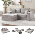 79" Boneless Loveseat Sofa Couch, Modular Foldable Floor Cloud Sofa with Ottoman, Lounge Convertible Sofa Bed for Living Room, No Assembly, Chenille Light Grey
