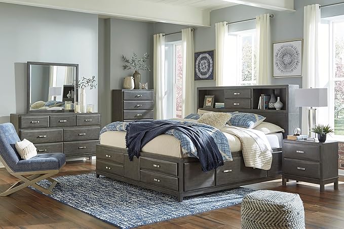Signature Design by Ashley Caitbrook Contemporary 7 Drawer Dresser with Dovetail Construction, Weathered Gray