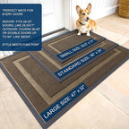 OLANLY Front Door Mat Indoor Outdoor Entrance, Waterproof All-Season, All-Weather Doormat, Sturdy Natural Rubber, Fade Resistant, Low Profile, Easy Clean Patio Porch Entryway Mat, 23.5x15.5, Brown