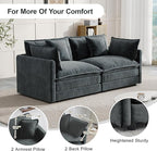 Modular Sectional Sofa, 76.7 Inch I-Shaped Cloud Sofa with Deep Seat Comfortable Chenille Sofa with Cushion Double Sectional Sofa for Living Room Apartment,Gray
