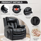 Recliner Chairs for Adults, Power Lift Chair for Elderly, Oversized Bedroom Chair with Massage&Heat, Leather Nursery Glider Chair for Living Room, Sofa Chair Home Theater Seating with Lumbar Support