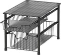 Simple Houseware Stackable 2 Tier Basket Drawer, Black