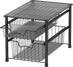 Simple Houseware Stackable 2 Tier Basket Drawer, Black