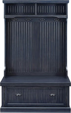 Crosley Furniture Seaside Hall Tree with Shoe Rack Bench and Coat Hooks for Hanging Storage, Distressed Navy