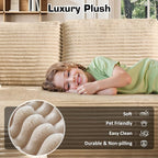 Oversized U Shaped Boneless Sectional Cloud Couch, 133.1'' Modular Sofa with Chaise, Deep Seat Plush Corduroy Couches for Living Room, No Assembly Required,Plush Corduroy,Beige