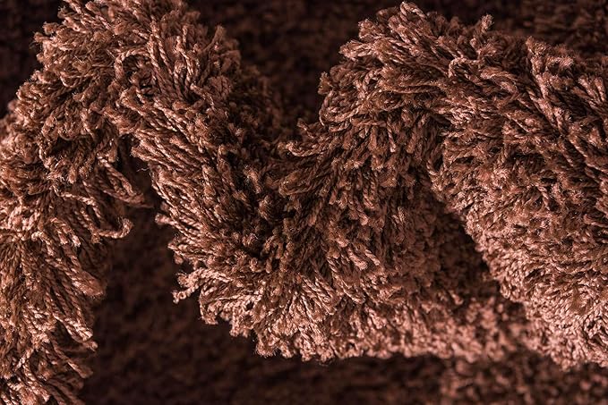 Unique Loom Solid Shag Collection Area Rug (10' x 13' Rectangle, Chocolate Brown)