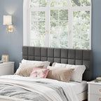 Andeworld Velvet Upholstered Tufted Queen Size Headboard,Wood Head Board with Metal Legs, Adjustable Height from 42” to 56”, Bed Headboard in Modern Design,Backboard for Bed, Dark Gray