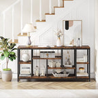 Tribesigns Console Sofa Table, 70.9 inch Extra Long Table Behind Couch with Storage Shelves, 3-Tier Industrial Narrow Entryway Hallway Accent Table for Living Room, Rustic Brown
