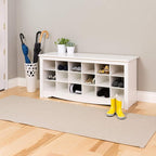 Prepac White Shoe Cabinet, Entryway Bench, Mud Room Organization and Storage Bench with 18 Shoe Cubbies 16"D x 48"W x 24"H