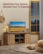 VASAGLE TV Stand for TVs up to 65 Inches, Farmhouse Entertainment Center with Sliding Barn Doors, TV Console Table for Living Room, Honey Brown ULTV324K41