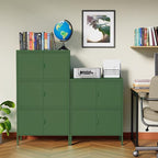 Green Metal Locker Cabinet with 4 Doors, Metal Accent Cabinets Home Office Storage Lockers Sideboard for Kitchen Living Room Hallway Entryway