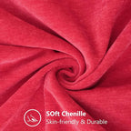 decorUhome Christmas Chenille Soft Throw Pillow Covers 22x22 Set of 2, Farmhouse Velvet Neutral Decorative Euro Pillow Covers with Stitched Edge for Couch Sofa Bed Home Decor, Christmas Red