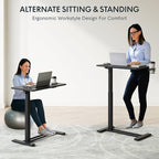 FLEXISPOT Height Adjustable C Table with Wheels, Mobile Snack Side End Table Sofa Couch Bedside Table Laptop Rolling Cart TV Tray Night Stand Small Space Side Table,(27.6" W x 15.7" D,Black)