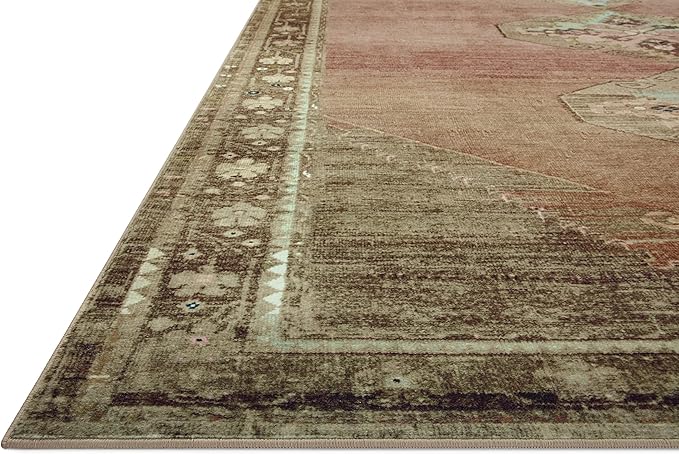 Loloi Magnolia Home by Joanna Gaines Sinclair Collection SIN-06 Clay/Tobacco 5'-0" x 7'-0", .25" Pile Height, Machine Washable, Area Rug
