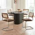 Brown Rattan Dining Chairs Set of 4,Wooden Mid-Century Modern Kitchen Chairs, Mesh Back Cane Dining Room Chairs, Cesca Chair with Metal Chrome Legs