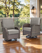 Luxury 22x24/22x25 6-Inch Patio Chair Cushions Set of 3 - Memory Foam Deep Seat Water-Resistant Patio Cushion for Lawn Dining Rocking Swivel Chairs Loveseat 3-Seater Sectional Sofa - Grey