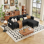 ZeeFu Sectional and Sofa Couches for Living Room - 78'' 3 Seater L-Shaped Modular Couch with Storage Ottoman - Modern Velevt Fabric Upholstered Sofa Set for Small Space Apartment Office