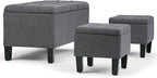 SIMPLIHOME Dover 44 inch Wide Contemporary Rectangle 3 Pc Storage Ottoman in Slate Grey Linen Look Fabric, Assembled, For the Living Room, Entryway and Family Room
