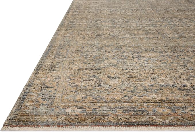 Loloi Amber Lewis Molly Collection MOL-02 Denim/Gold 2'-7" x 10'-0" Low Pile Runner Rug
