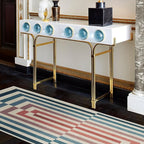 RUGGABLE x Jonathan Adler Washable Modern Area Rug – Op Art Teal 8x10, Stain-Resistant, Non-Slip – Large Machine Washable Rugs for Living Room, Bedroom, Hallway, Entryway & Office–with Standard Pad