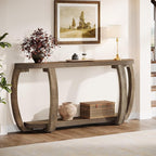 Tribesigns Farmhouse Wooden Console Table with Open Shelf, 63-Inch Long Sofa Entryway Table with Curved Legs for Living Room, Hallway, Entrance
