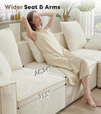 WILLOVE 78'' Modular Sectional Sofa, Chenille Cloud Couch with Wide Armrests & 4 Pillows, Deep Seat Couches for Living Room, Beige