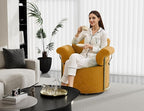 KEIKI Modern Comfy Swivel Accent Reading Chair, 360°Round Upholstered Barrel Armchair Single Club Lounge Sofa Chairs for Living Room,Bedroom, Office,Orange