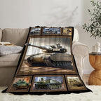 Tank Throw Blanket - Gifts for Military Fans, Soft Warm Cozy Fleece for Boys, Men, Girls, Women, Kids, Adults - Sofa, Couch, Bed Cover 60"x50"