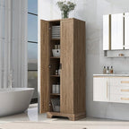 Tall Storage Cabinet, Bathroom Floor Freestanding Storage Cabinet with 2 Doors, 5 Shelves, and Adjustable Shelves for Bathroom, Office, Living Room, Brown