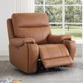 CHITA Large Power Zero Gravity Recliner Chair, Genuine Leather Recliner Chair for Adults with Adjustable Power Headrest and Hidden Slide-Out Cupholders, USB and Type-C Ports, Saddle