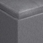 SIMPLIHOME Rockwood 18 inch Wide Contemporary Square Cube Storage Ottoman with Tray in Slate Grey Linen Look Fabric, Assembled, For the Living Room, Entryway and Family Room