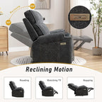 Electric Recliner Chair, Soft Fabric Power Recliners with Metal Cup Holders, Single Overstuffed Heavy Duty Reclining Sofa Chairs for Living Room Bedroom, Dark Grey
