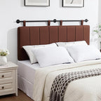 UEV King Headboard Only, Wall Mounted Hanging Upholstered Bed Head Board, Modern Vertical Channel Design of Fine Linen, Elegant Brown Fluted Headboard for Bedroom (Brown, King Size)